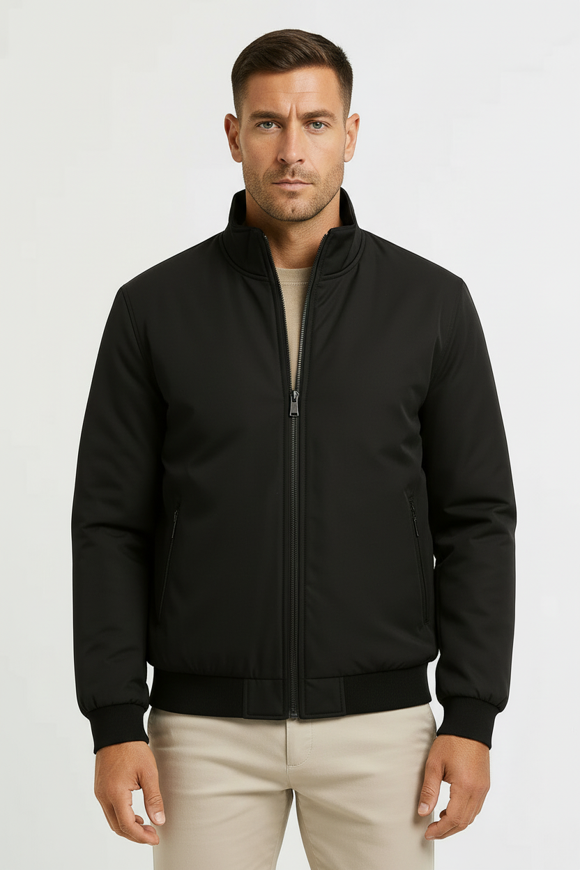 Veste Homme Bomber Polaire 100% Polyester Col Montant Casual Hiver 1