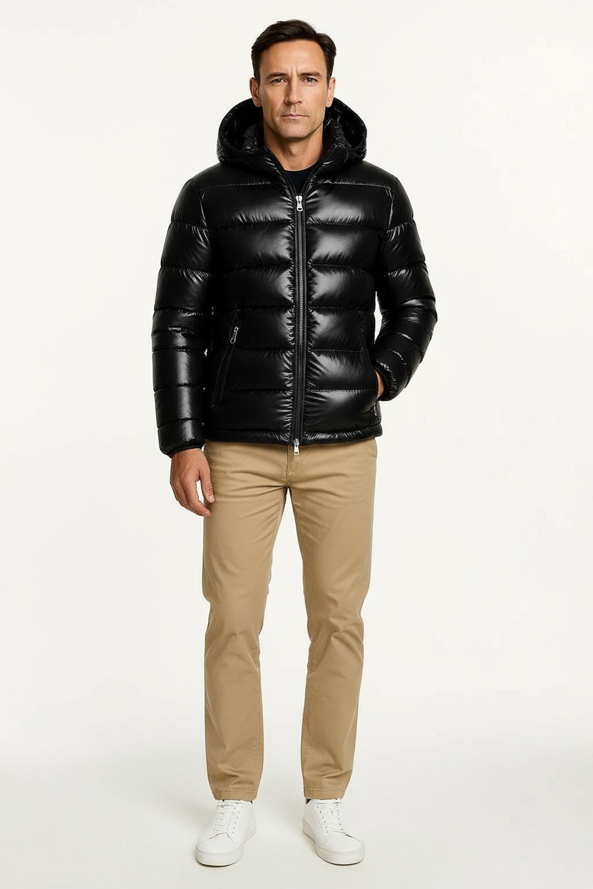 Veste Homme Matelassée Polyester Capuche Ajustable Noir 0