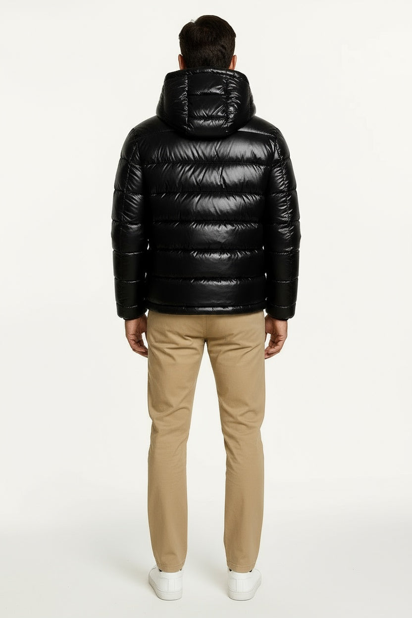 Veste Homme Matelassée Polyester Capuche Ajustable Noir 3