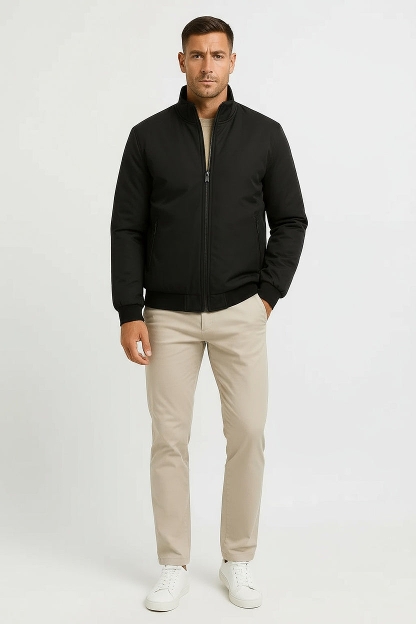 Veste Homme Bomber Polaire 100% Polyester Col Montant Casual Hiver 0